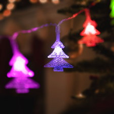Family LED fényfüzér - színes fenyőfa - 20 LED - 2,3 méter - 3 x AA (58223B) karácsonyfa izzósor