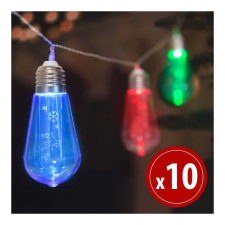Family LED fényfüzér - Villanykörte - 10 LED - 1,9 méter - színes - 2 x AA karácsonyfa izzósor