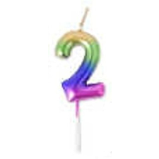  Family számgyertya "2" 9cm holografikus party kellék