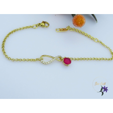  Fanni végtelen jeles karkötő piros kővel -14K karkötő