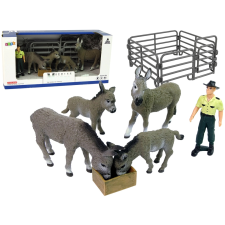  farmás játék szett négy szürke szamár figurával játékfigura