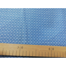 Fashion Kék alapon fehér virágocskás anyag patchwork pamutvászon, 140cm/0,5m méteráru