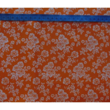 Fashion Narancs alapon halványnarancs virág mintás anyag patchwork pamutvászon, 140cm/0,5m méteráru