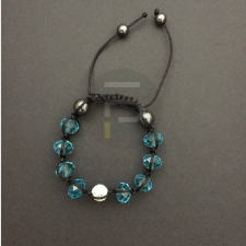 Fashion Shamballa karkötő 1 kristály + 8 üveggyöngy világoskék karkötő