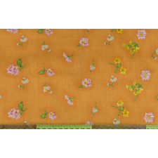 Fashion Színes virágok narancssárga alapon, patchwork pamutvászon, 140cm/0,5m, méteráru