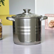  Fazék üveg fedővel, rozsdamentes acél, 7,2 L, 22 cm edény
