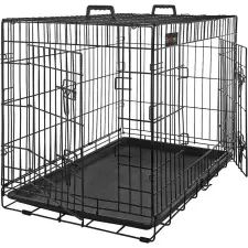 Feandrea Kutyaketrec, kutyabox két ajtóval XXL, fekete 122x74x80cm szállítóbox, fekhely kutyáknak