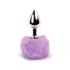 FeelzToys Bunny Tails - fém anál dildó nyuszifarokkal (ezüst-lila)