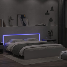  Fehér ágykeret fejtámlával és LED-del 200 x 200 cm ágy és ágykellék