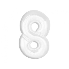 Fehér B&C White 8-as szám fólia lufi 92 cm party kellék