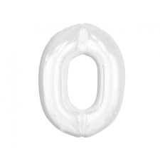  Fehér B&C White 0-ás szám fólia lufi 92 cm party kellék