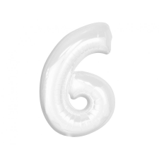  Fehér B&C White 6-os szám fólia lufi 92 cm party kellék