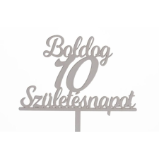 Fehér Boldog Születésnapot 10 feliratos sziluett tortadísz sütés és főzés