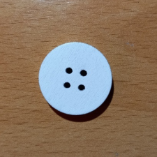 Fehér fa gomb 25mm dekoráció