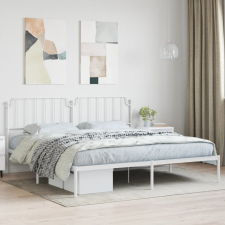 Fehér fém ágykeret fejtámlával 193 x 203 cm ágy és ágykellék