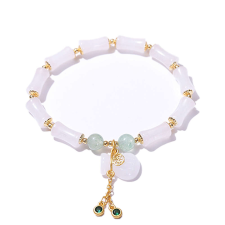  Fehér jade bambusz karkötő, női, feng shui, gazdagságot vonz, 440104, törtfehér ékszer szett