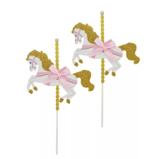  Fehér lovak papírból készült torta beszúró 2 db/ csomag party kellék