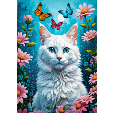 Fehér macska kirakó 1000 darabbal puzzle, kirakós