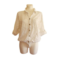  Fehér madeira mintás női blúz (méret: M)