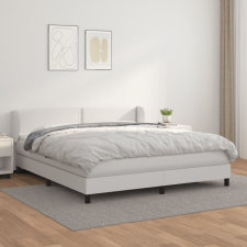 fehér műbőr rugós ágy matraccal 160 x 200 cm ágy és ágykellék