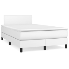  fehér műbőr rugós és LED-es ágy matraccal 120x190 cm ágy és ágykellék