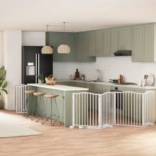  fehér nyárfa 10 paneles összecsukható kutyakapu ajtóval 800 cm kutyafelszerelés