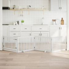  fehér nyárfa 4 paneles összecsukható kutyakapu ajtóval 320 cm kutyafelszerelés