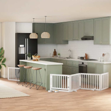  fehér nyárfa 6 paneles összecsukható kutyakapu ajtóval 480 cm kutyafelszerelés