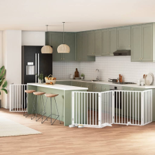  fehér nyárfa 8 paneles összecsukható kutyakapu ajtóval 640 cm kutyafelszerelés