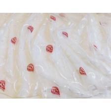  Fehér organza kész függöny nyírt piros leveles/0016/Cikksz:01122083 légfüggöny