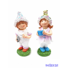 Fehér ruhás álló virágos figura 13cm dekorációs kellék