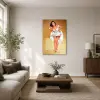  Fehér ruhás pin-up lány piros harisnyával vászonkép