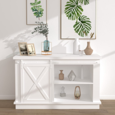  fehér szénacél mini pajtatolóajtó-szett 122 cm építőanyag