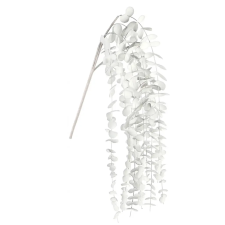  Fehér színű eukaliptusz ág vízesésszerűen lehulló levelekkel dekoráció