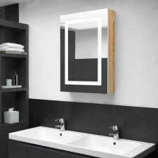  Fehér-tölgyszínű LED-es tükrös fürdőszobaszekrény 50x13x70 cm fürdőszoba bútor
