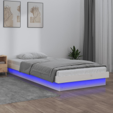  Fehér tömör fa LED-es ágykeret 100 x 200 cm ágy és ágykellék