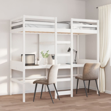 fehér tömör fenyő galériaágy-keret matrac nélkül 80 x 200 cm ágy és ágykellék