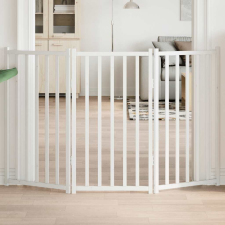  fehér tömör fenyőfa 3 paneles összecsukható kutyakapu 150 cm kisállatfelszerelés