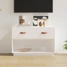  Fehér tömör fenyőfa TV-szekrény 90x40x60 cm bútor