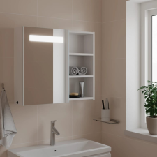 Fehér tükrös fürdőszobaszekrény LED-del 60 x 13 x 52 cm fürdőszoba bútor