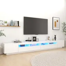  fehér TV-szekrény LED-lámpákkal 300 x 35 x 40 cm bútor