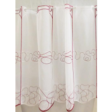 Fehér voila hímzett vitrage függöny bordó mintás 60x128cm lakástextília