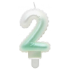  Fehér-Zöld 2-es Ombre számgyertya, tortagyertya