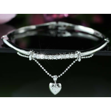  Fehérarannyal bevont szíves karperec ausztriai kristályokkal (0122.) karkötő