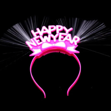  Fejdísz, villogó, Happy New Year, pink party kellék