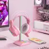  Fejhallgató tartó LED RGB világítással, usb csatlakozással fekete GV578467-r