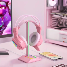  Fejhallgató tartó LED RGB világítással, usb csatlakozással fekete GV578467-r fejhallgató állvány