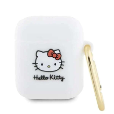 Fejhallgató védőburkolat, Hello Kitty, Airpods 1/2 kompatibilis, szilikon, 3D, fehér fülhallgató, fejhallgató tok