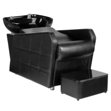  Fejmosó fekete műbőrrel, fekete porcelánnal, fellépővel (6391) szépségápolási bútor