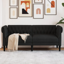  fekete 2 személyes szövet Chesterfield kanapé bútor